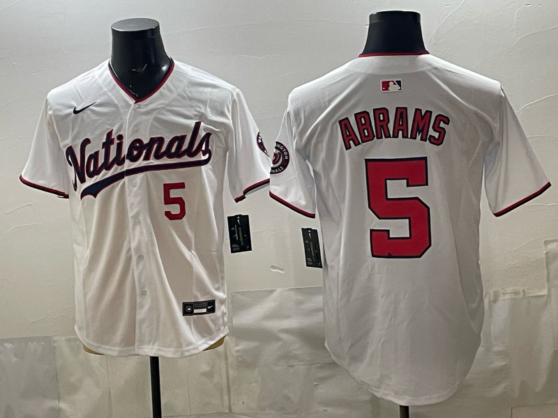 Men 2026 Washington Nationals #5 Abrams white Nike jersey 0408006